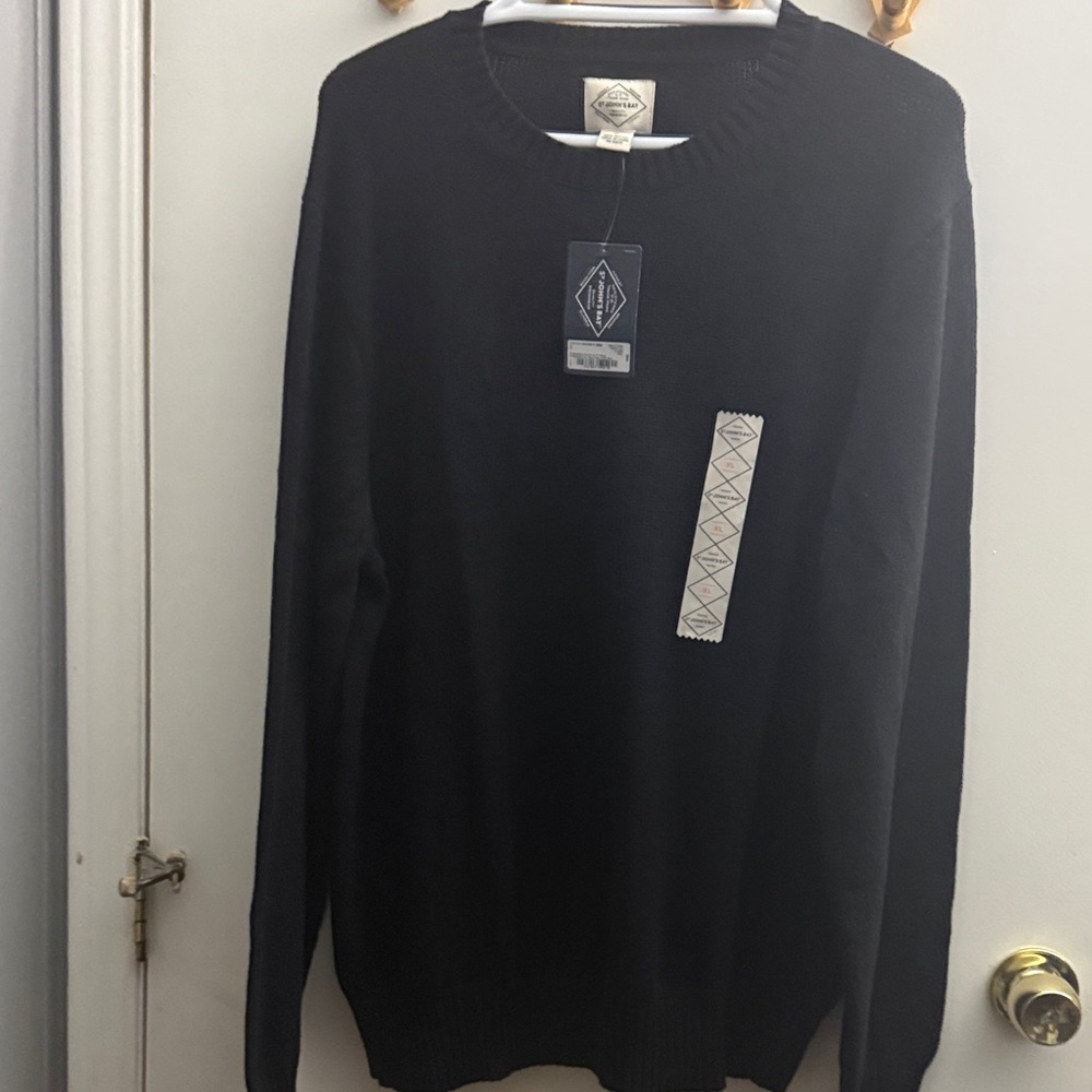 St. John's Bay Men's Classic Black Crewneck Sweater